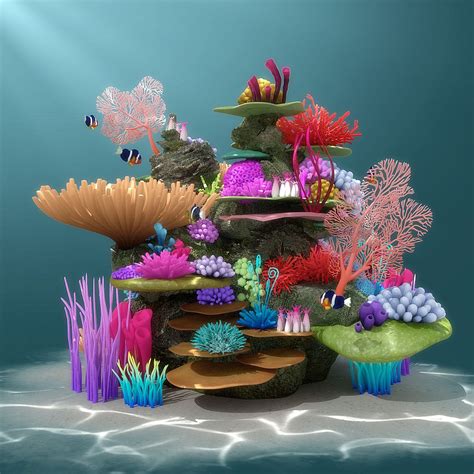 The art of ana bikic updated their cover photo. coral reef 3d model | Coral art, Sea coral, Coral reef