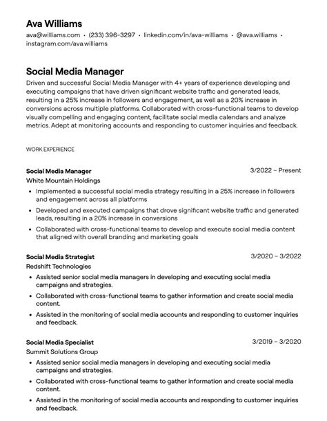 11 Social Media Manager Resume Examples With Guidance
