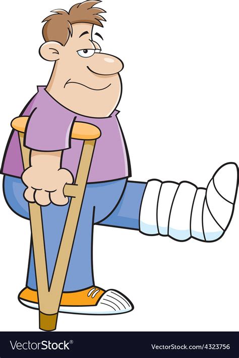 cartoon of a man wearing a cast royalty free vector image