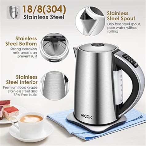 Aicok Electric Kettle Variable Temperature Stainless Steel Tea Kettle