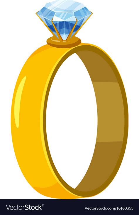 Gold Ring With Diamond Icon Cartoon Style Vector Image