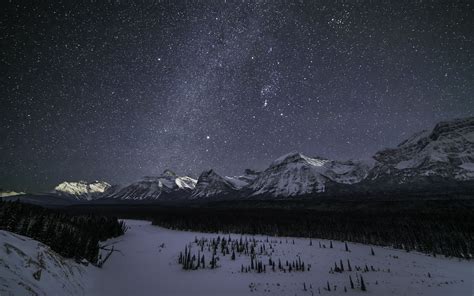 Download Wallpaper 3840x2400 Mountains Stars Night Snow Winter 4k