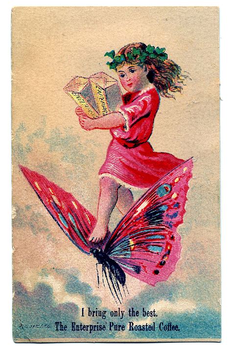 Vintage Fairy Clip Art With Butterfly The Graphics Fairy