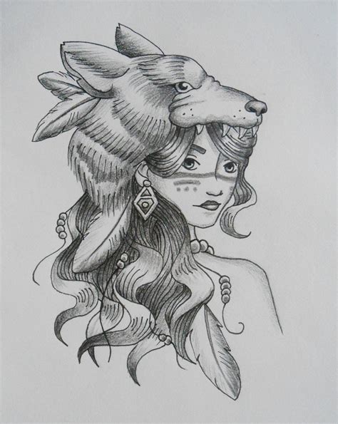 Girl With Wolf Tattoo Drawing Designs Flawssy
