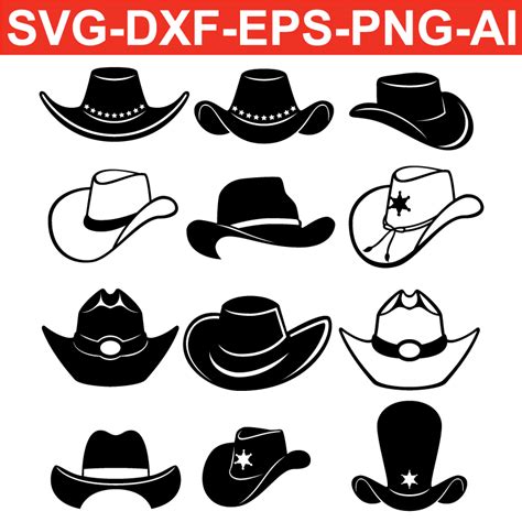 Cowboy Hat Svg Png Eps Dxf Ai Silhouette Arts Vector