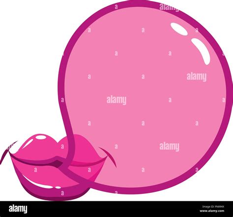 Lips Blowing A Bubblegum Bubble Stock Vector Image And Art Alamy
