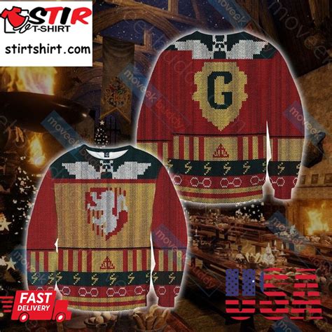 Harry Potter Brave Like A Gryffindor Ugly Christmas Sweater All Over