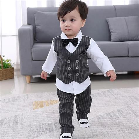 2019 New Baby Gentleman Suit Clothing Sets Kids Boy Clothes Fake Two