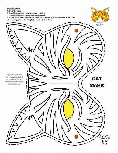 Coloring Mask Cat Printable Halloween Masks Pages