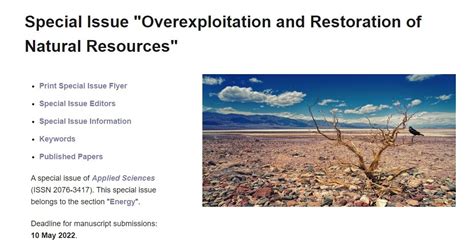 Special Issue “overexploitation And Restoration Of Natural Resources