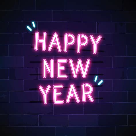 Pink Happy New Year Neon Sign Vector Free Vector 532810