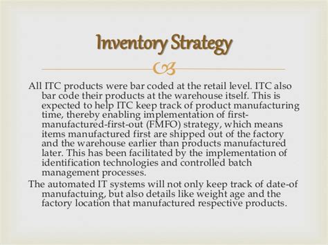 Supply And Chain Management Of Itc Company