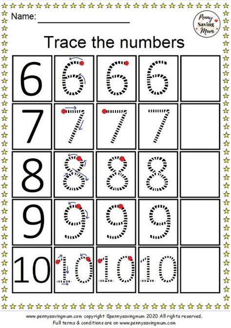 Trace The Numbers Worksheet 6 10 Penny Saving Mum Tracing