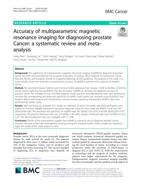 Pdf Accuracy Of Multiparametric Magnetic Resonance Imaging For