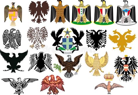 Diversas águilas Heráldicas En Blanco Ilustración del Vector Ilustración de tatuaje forma
