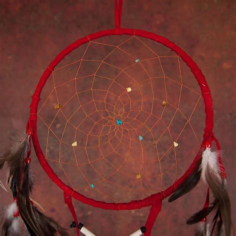 Red Dreamcatcher With Feathers - Indian Headdress - Novum Crafts