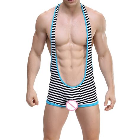 Mens Undershirt Sexy Underwear Striped Back Hollow Tank Tops Gay