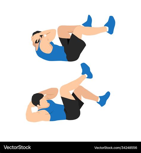 Man Doing Abdominal Workout With Bicycle Crunch Vector Image