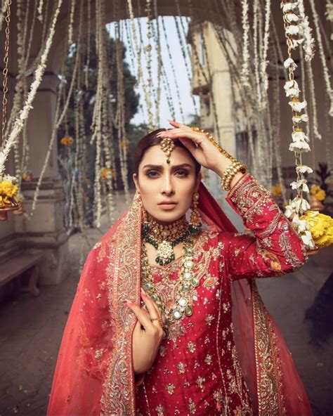 Ayeza Khan Looks Ethereal In Deep Red Bridal Ensemble Lens