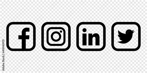 Stockvector Social Media Logotype Collection Facebook Instagram Twitter Linkedin Social