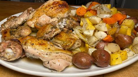 roasted chicken and root vegetables youtube