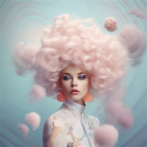 Premium Ai Image A Woman With Pink Hair And A Cloud In The Middle Of