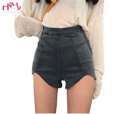 Summer High Waist Denim Shorts Women Harajuku Side Zipper Vintage