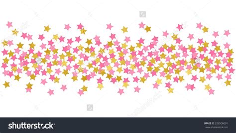 Large Stars Pink And Gold Confetti Border Illustration Bright Sparkle