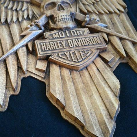 Each p0ster is m0unted in a frame that c0mes c0mpletely assembled. Harley Davidson Emblem Wood Carving Motorcycle Woodwork ...