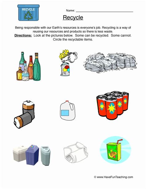 50 Reduce Reuse Recycle Worksheet