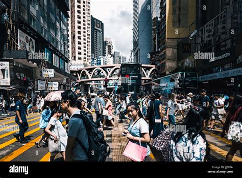 July 14 2017 Hennessy Road Causeway Bay Hong Kong People Walking