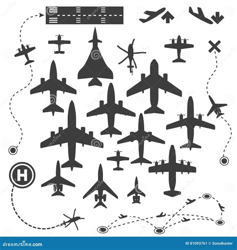 Aircraft Or Airplane Icons Set Collection Vector Silhouette Stock