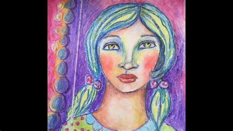 Painting In Oil Pastels Art Journal Whimsical Face Youtube