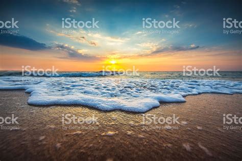 Beautiful Cloudscape Over The Sea Sunrise Shot Stock