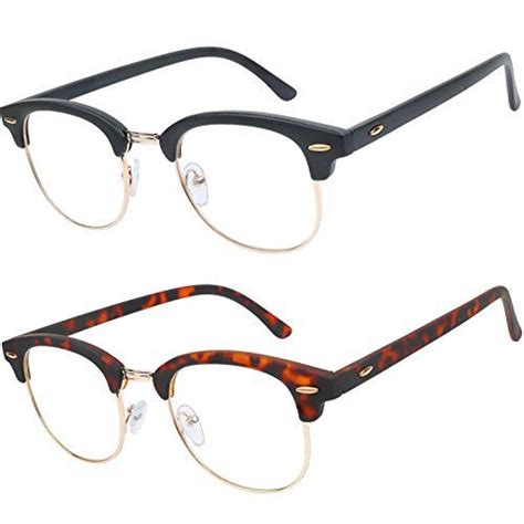 Reading Glasses Set Of 2 Fashion Clubmaster Style Readers Quality Spring Hinged Glasses For