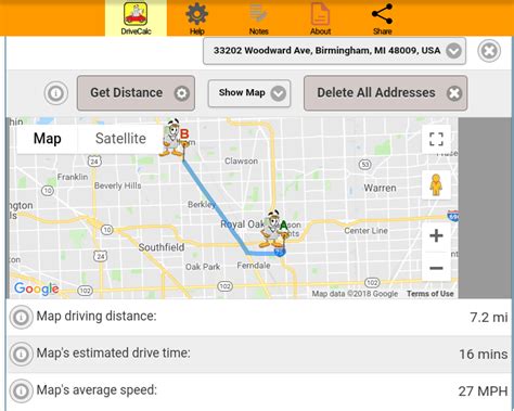 Drive Time Calculator Road Trip App Get Distance Time Eta Map Route