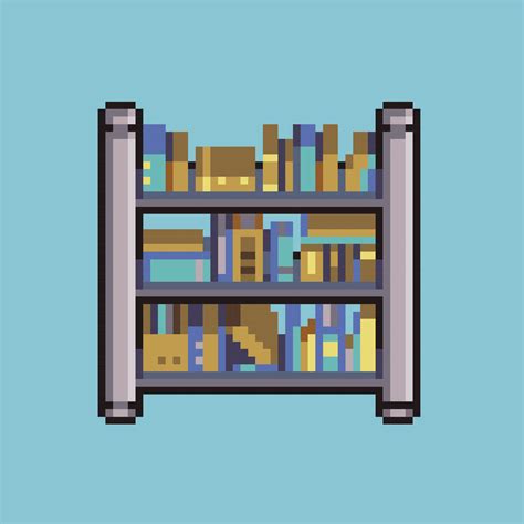 Pixel Art Bookshelf For Game Assets And Development 7530654 Vector Art