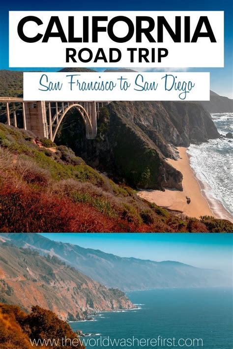 The California Road Trip From San Francisco To San Diego With Text