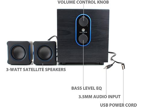 Gogroove Sonaverse Lbr 21 Computer Speakers With Subwoofer Usb