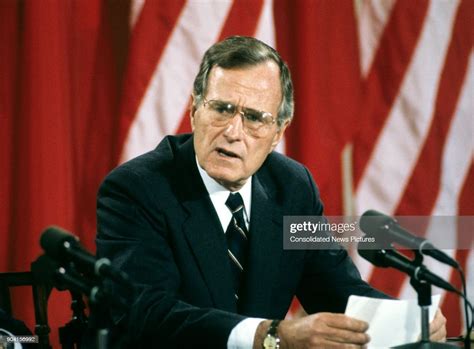 Us President George Hw Bush Speaks During A Press Conference In The