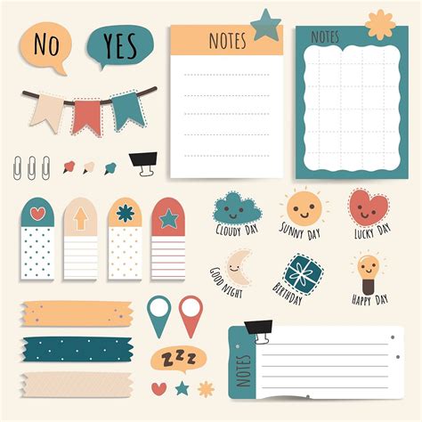 Cute Sticky Note Papers Printable Premium Vector Rawpixel