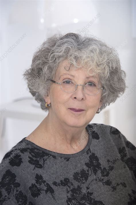 Woman Wearing Eyeglasses With Grey Hair Stock Image F0121432