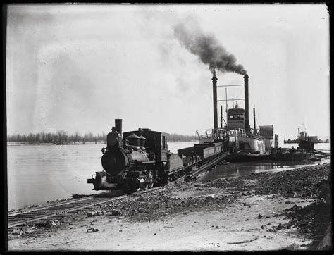 Steamboat Missouri Being Unloaded By Train In Carondelet Train