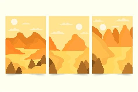 Free Vector Hand Drawn Abstract Landscape Cover Collection