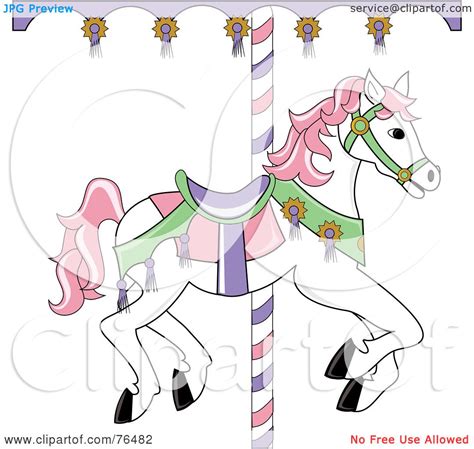 Royalty Free Rf Clipart Illustration Of A White Carousel Horse With