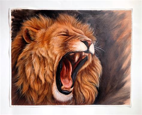 Roaring Lion Portrait Original Oil Painting On Canvas Etsy