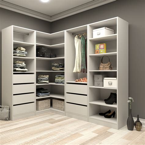 Flexi Storage White Walk In Wardrobe 6 Shelf Corner Unit Bunnings