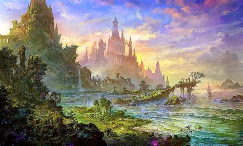 Free Download Fantasy Landscape Wallpaper Background 24710 2000x1014