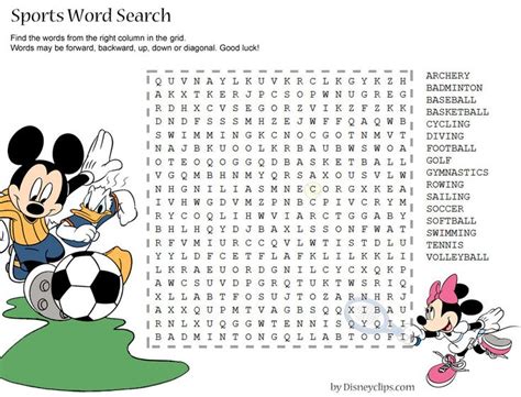 Word Search Disney Word Disney Word Search Sports Coloring Pages