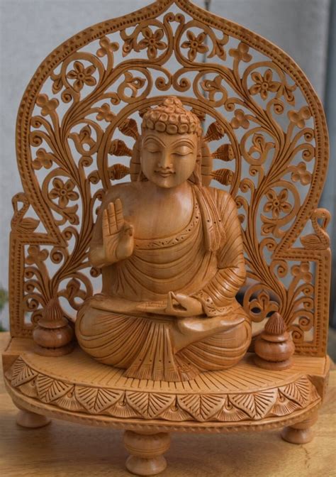 Lord Buddha Statue Solid Wood Intricate Design Indian Etsy